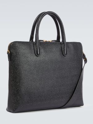 Kožená taška Thom Browne černá