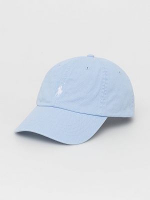 Памучна шапка с апликация Polo Ralph Lauren синьо