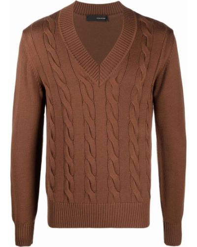 Jersey con escote v de tela jersey Tagliatore marrón