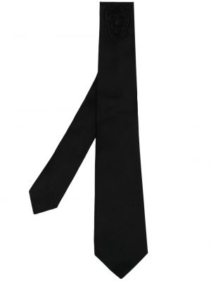 Kravata s výšivkou Alexander Mcqueen čierna