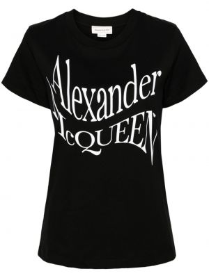 T-shirt en coton à imprimé Alexander Mcqueen noir