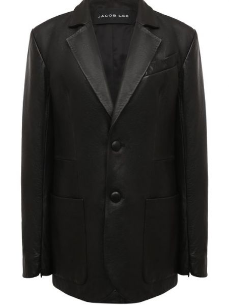 Черный кожаный пиджак Jacob Lee