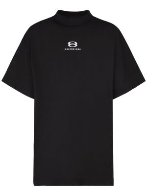 Koszulka bawełniana z dżerseju Balenciaga czarna