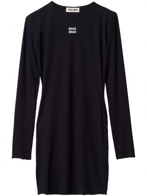 Šaty s potiskem jersey Miu Miu černé
