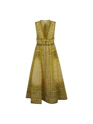 Sukienka długa z kokardką Zimmermann żółta