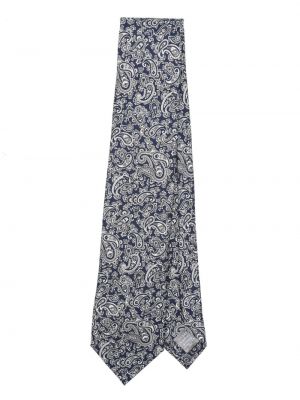 Jedwabny krawat z nadrukiem z wzorem paisley Dunhill niebieski