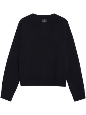 Sweter z kaszmiru z dekoltem w serek Anine Bing czarny