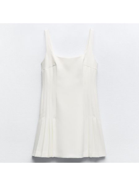 Плиссированное платье мини Zara белое