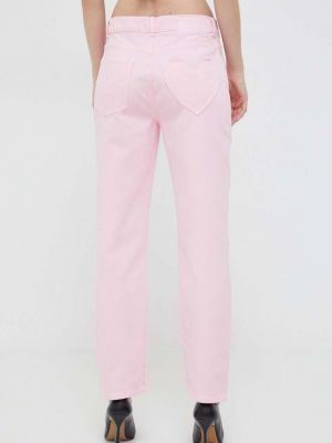 Дънки с висока талия Moschino Jeans розово