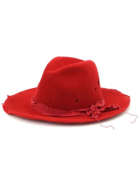 Vuneni šešir s izlizanim efektom Yohji Yamamoto crvena