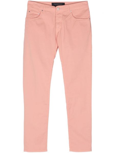 Slim fit úzké kalhoty Hand Picked růžové
