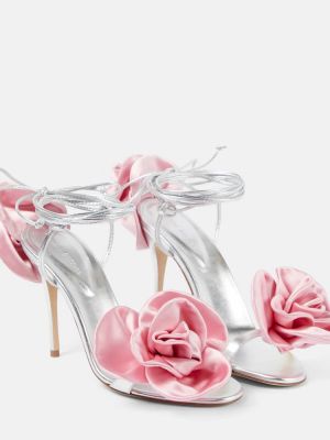 Usnjene sandali s cvetličnim vzorcem Magda Butrym srebrna