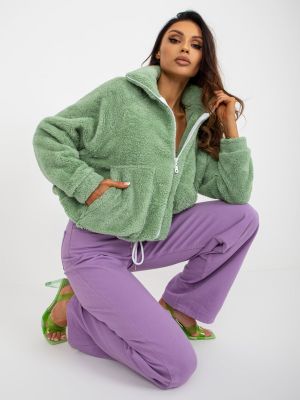 Rozepínací mikina s kapsami Fashionhunters zelená