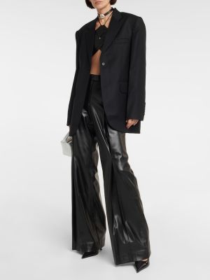 Δερμάτινο παντελόνι με χαμηλή μέση σε φαρδιά γραμμή Aya Muse μαύρο