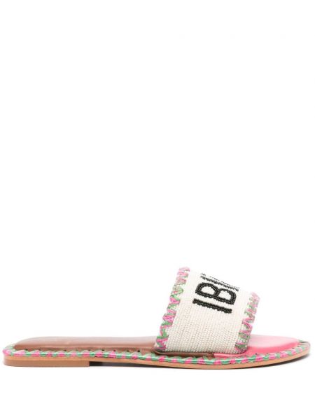 Sandales avec perles en cuir à imprimé De Siena Shoes rose