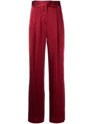 Hedvábné saténové kalhoty relaxed fit Michelle Mason červené