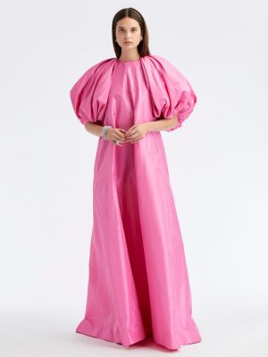 Maksi suknelė su lankeliu su balioninėmis rankovėmis Oscar De La Renta rožinė