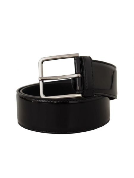 Cinturón de cuero de charol con hebilla Dolce & Gabbana negro