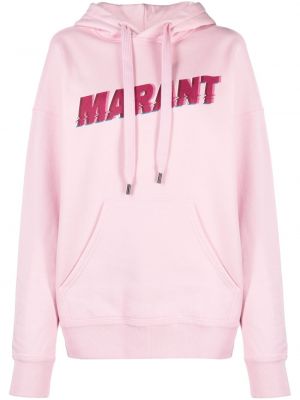 Raštuotas medvilninis džemperis su gobtuvu Marant Etoile rožinė