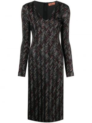 Vlněné midi šaty Missoni černé