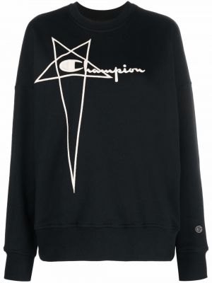 Brodert sweatshirt Rick Owens X Champion svart