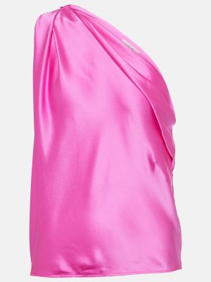 Top din satin de mătase drapat The Sei roz