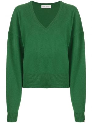 Kašmírový sveter s výstrihom do v Extreme Cashmere zelená