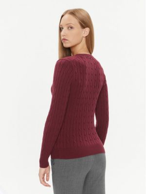 Памучен пуловер slim с v-образно деколте Gant червено
