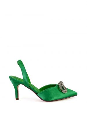 Туфли на каблуке на низком каблуке со стразами Xy London зеленые