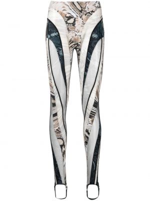Leggings cu imagine transparente din tul Mugler argintiu