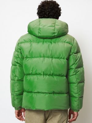 Pikowana kurtka puchowa z kapturem z nadrukiem Marc O'polo zielona