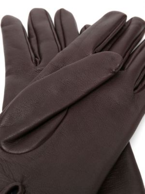 Rękawiczki skórzane Saint Laurent brązowe