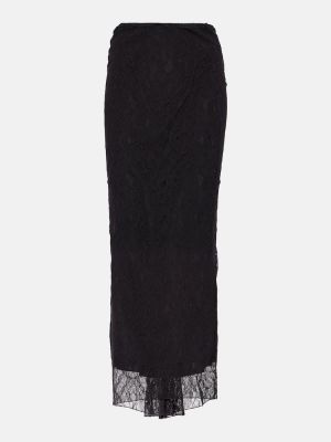 Maksi suknja niski struk s čipkom Dolce&gabbana crna