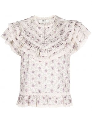 Памучна блуза на цветя с принт Sea виолетово