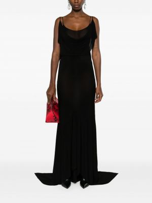 Drapiruotas skaidrus vakarinė suknelė The Attico juoda