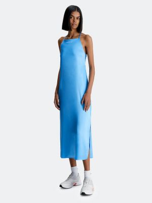 Длинное платье с вырезом на спине Calvin Klein синее