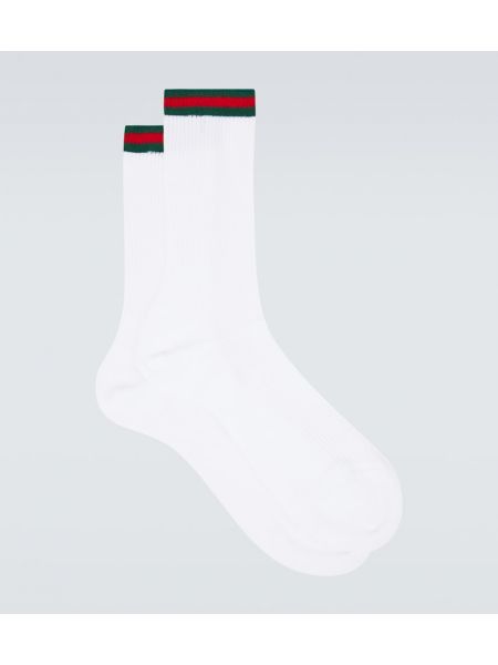 Ριγέ βαμβακερός κάλτσες Gucci λευκό