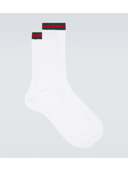 Chaussettes en coton à rayures Gucci blanc