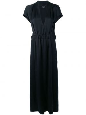 Vestido de noche con escote v drapeado Giorgio Armani negro