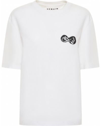 Тениска с принт от джърси Remain бяло