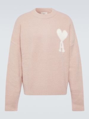 Sweter z alpaki Ami Paris różowy