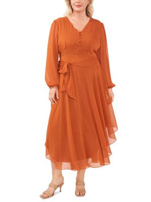 Длинное платье с v-образным вырезом Vince Camuto оранжевое