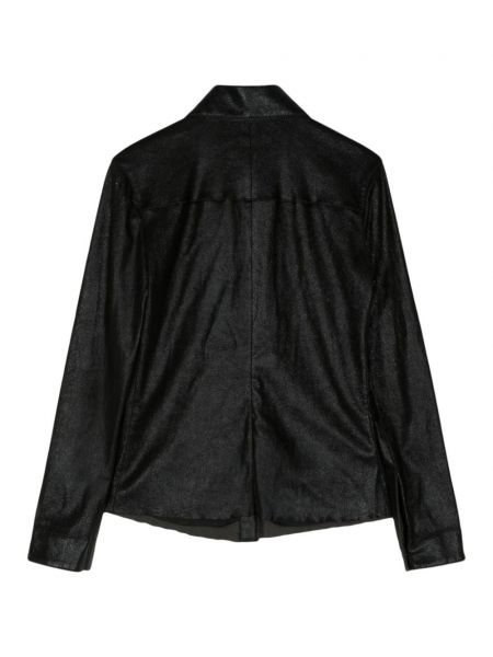 Chemise en cuir avec manches longues Chanel Pre-owned noir