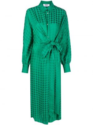 Srajčna obleka iz žakarda Msgm zelena