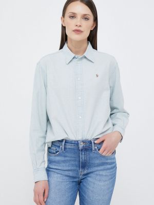 Polo Ralph Lauren pamut ing női, galléros, relaxed - Kék