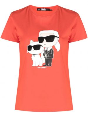 Majica s potiskom Karl Lagerfeld rdeča