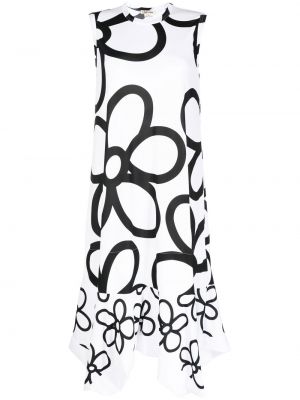 Květinové asymetrické šaty bez rukávů Comme Des Garçons - bílá