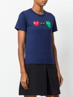 Tričko s potiskem se srdcovým vzorem Comme Des Garçons Play modré