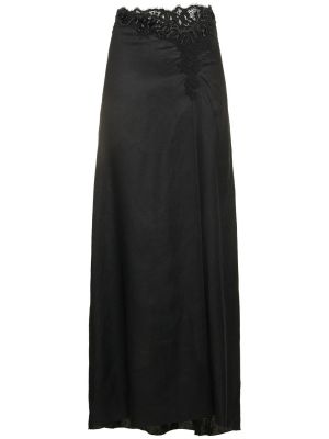 Čipkovaná ľanová dlhá sukňa s výšivkou Ermanno Scervino čierna