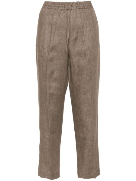 Lanene hlače ravnih nogavica Briglia 1949 smeđa